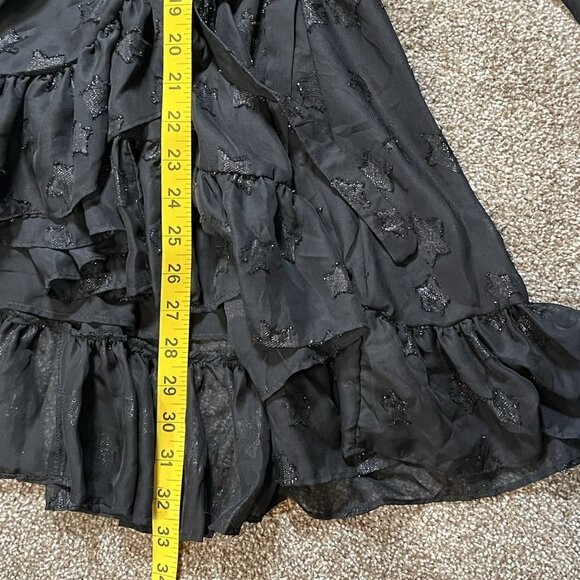 Torrid 2 Top Lurex Star Surplice Ruffle Hem Black Plus Size 2X V Neck Long Slv - Picture 9 of 14